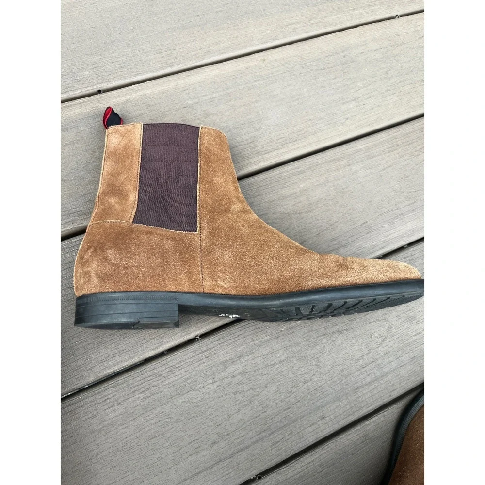 Hugo Boss Mens Tan Suede Chelsea Boots Brown Elastic Gusset / Size Mens 9